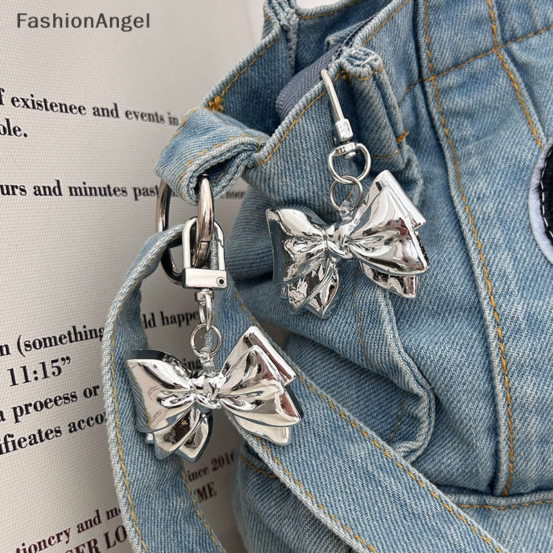 Fashionangel Y2K Nơ Móc Khóa Vintage Kim Loại Nơ Móc Khóa Thời Trang Xe Túi Xách Trang Trí Mặt Dây Chuyền Phụ Kiện TH