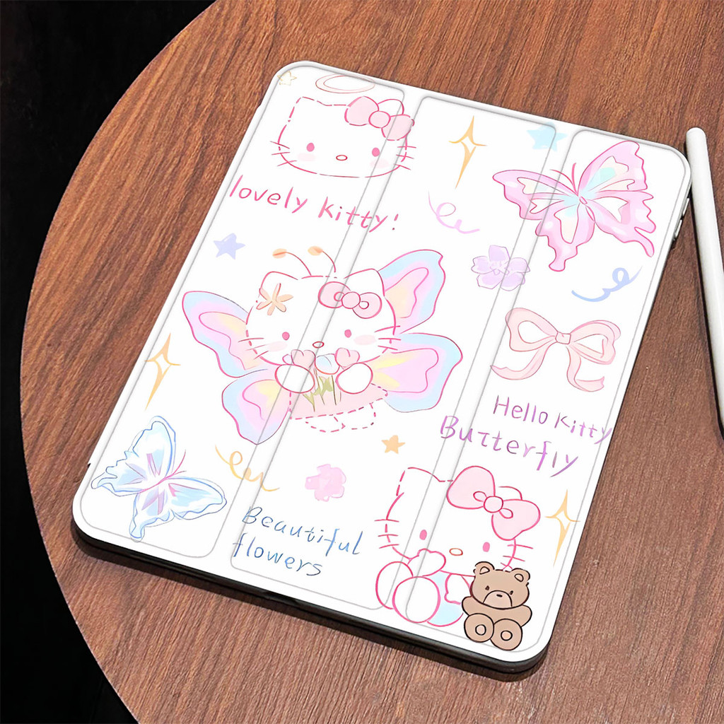 Ốp lưng máy tính bảng Hello Kitty cho iPad 2022pro11 gen8 air5 10.9 2024air6 11 inch thế hệ10th 2018pro gen7 gen5 mini6 air3 air4 gen6 air1 2 gen9 10.2 Vỏ bảo vệ xoay 360 độ