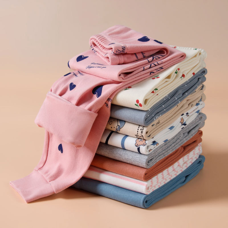 Trẻ Em Thu Đông Cotton Len Đơn Quần Trung Nhỏ Trẻ Em Thoáng Khí Ấm Quần Bé Trai Bé Gái Cotton Nguyên Chất In Quần Dài 90-150 Kích Thước IYWB