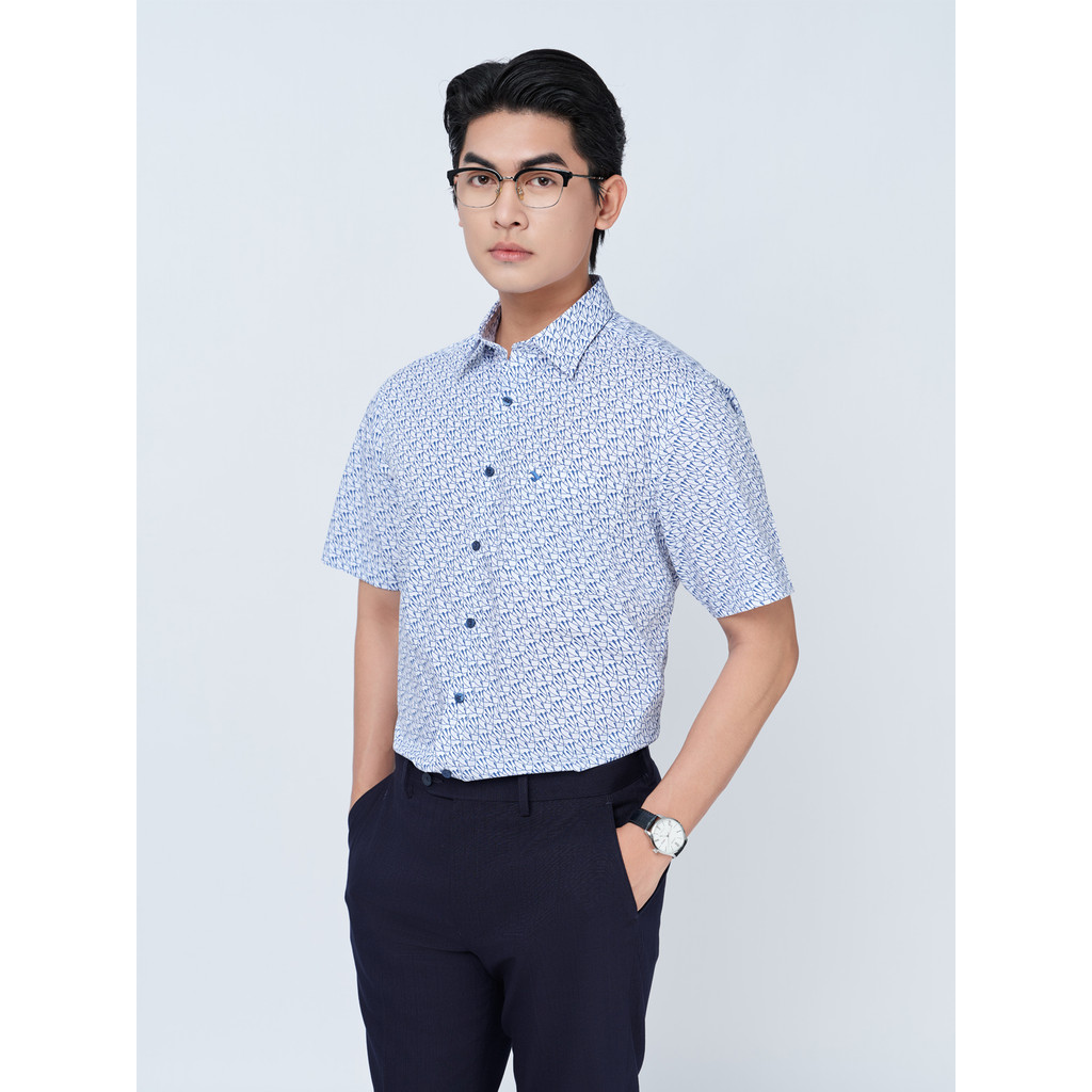 Sơ mi ngắn tay lai ngang VIETTIEN SMART CASUAL vải Nano phom REGULAR VT00000305