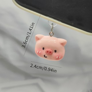 Diy Resin Pink Shy Pig Head Charm cho phích cắm bụi điện thoại, phụ kiện trang trí cho thiết bị di động