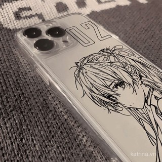 Ốp điện thoại phong cách Ayanami Rei Asuka QYJS tương thích với iPhone X XS XR XSMAX 16 15 14 13 ProMax 11 12 PRO 14 15 16 PLUS 7 8 Plus, ốp mềm trong suốt siêu mỏng JVOI