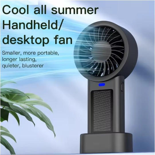 Quạt năng lượng mặt trời di động Quạt Mini cầm tay có thể gập lại Quạt treo cổ di động Quạt sạc 5 tốc độ