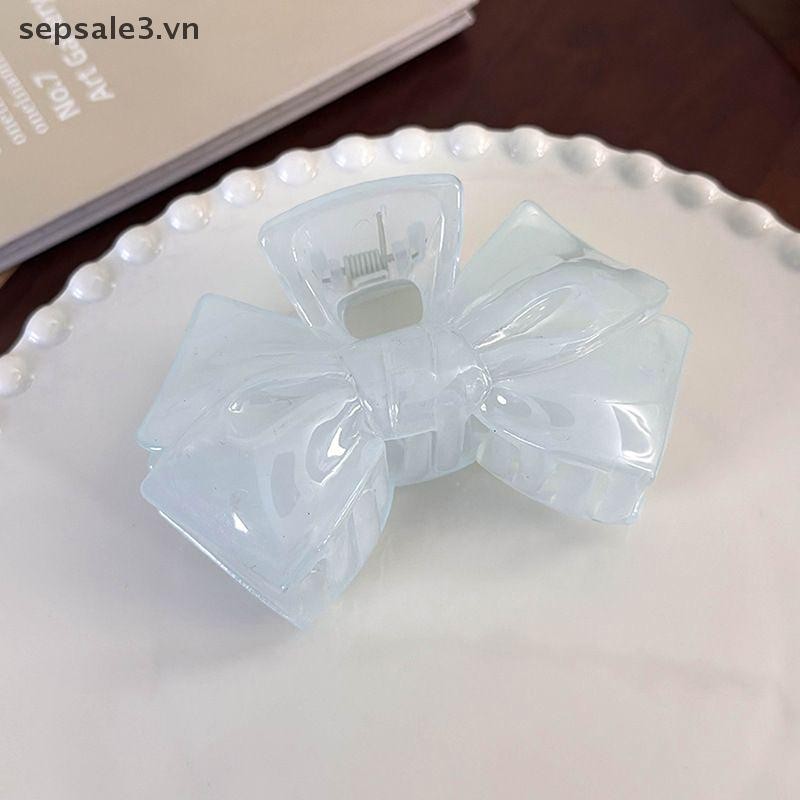 # sepsale # Sweet Cream Blue Bow Ngôi Sao Năm Cánh Hình Học Móng Vuốt Tóc Cho Nữ Thanh Lịch Nơ Cua Barrettes Phụ Kiện Tóc.
