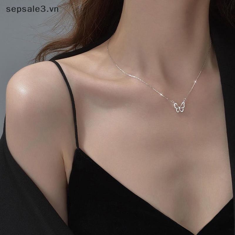 # sepsale # Vòng cổ mặt dây chuyền đẹp Vòng cổ dây chuyền bạc pha lê thanh lịch dành cho nữ Phụ kiện trang sức Quà tặng.
