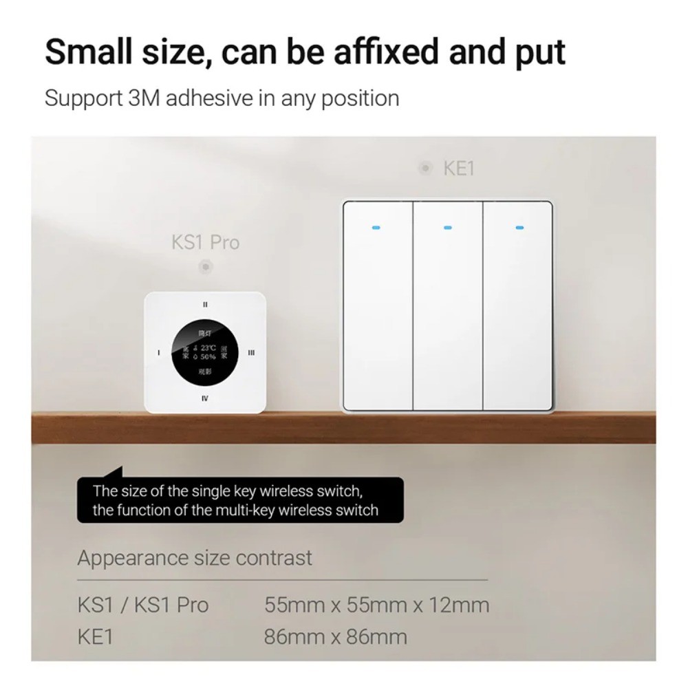 Linptech Công tắc thông minh KS1 Pro màn hình kính, cảm biến độ ẩm nhiệt độ, liên kết Mijia APP