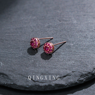Châu Âu Mỹ ins Phong Cách Mới Đỏ Corundum Bông Tai Nhỏ Nữ