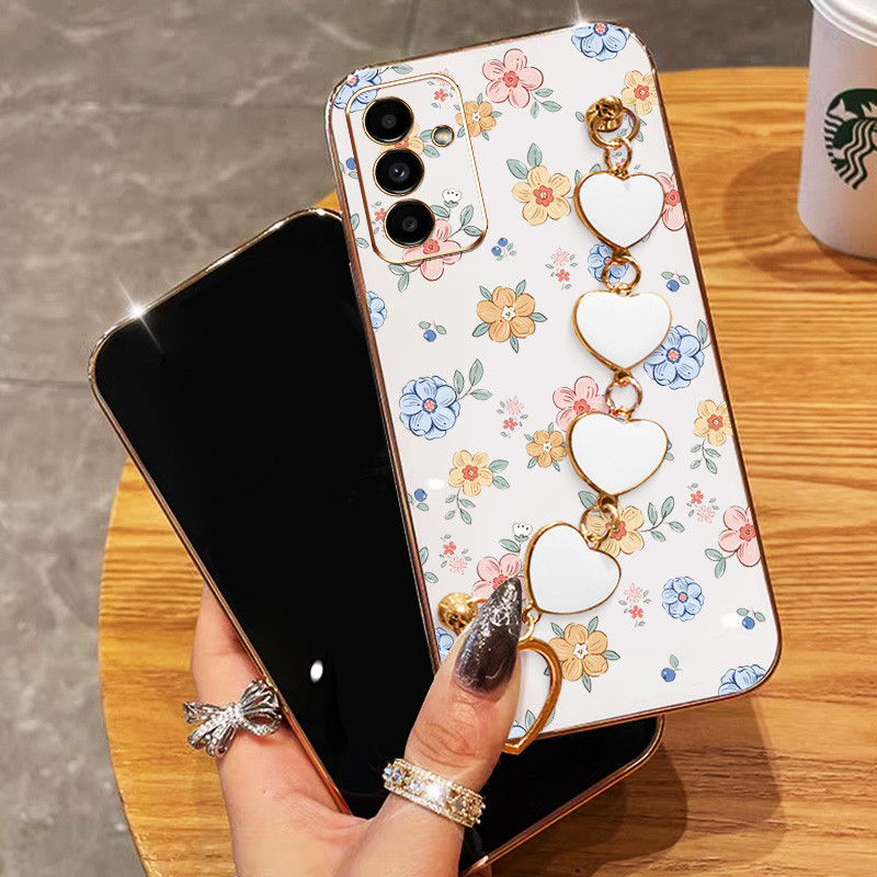 Ốp Điện Thoại Vòng Tay Tình Yêu YBD Cho Samsung Galaxy A56 A26 A36 A16 A55 A35 A13 A14 A15 A34 A54 A24 A25 A04S A05S Họa Tiết Hoa Nghệ Thuật Vỏ Mềm Mới