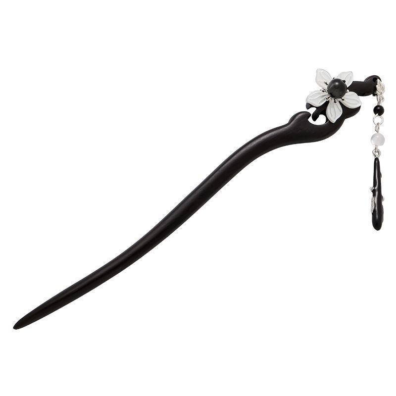 [Phong Cách Mới] Kẹp Tóc Cây Mun Hoa Tua Rua Cổ Bước Kẹp Tóc Nữ Hanfu Sườn Xám Phụ Kiện Kẹp Tóc Gỗ Mun-#檀木髮簪#黑檀木髮簪#綠檀木髮簪#綠檀木髪簪#