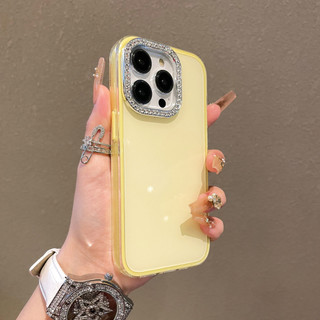 Ốp Điện Thoại Silicon 2 Trong 1 Ống Kính Kim Cương Màu Kẹo Cho iPhone 16 Pro Max 12 13 14 15 Promax Plus 11 Vỏ Điện Thoại Di Động Nữ Chống Sốc