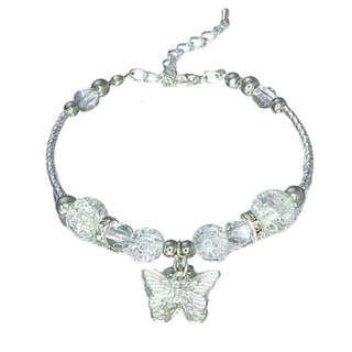 Vòng tay hợp kim độc đáo CLI với chi tiết bướm phức tạp Dây đeo cổ tay đính cườm thanh lịch