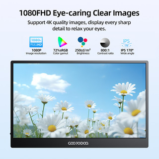 Màn hình cảm ứng mở rộng GOOJODOQ 14-15,6 inch di động 2 trong 1 có nắp đậy và chân đế từ tính