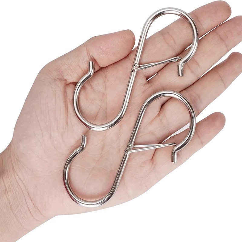 5 / 10 / 20 Chiếc Hình Chữ S Thép Không Gỉ Chịu Lực Kim Loại Treo Móc Trên Giá Dụng Cụ Dụng Cụ Móc Treo Cửa Cho Nhà Bếp