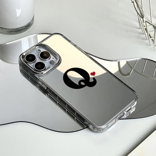 Ốp điện thoại bảng chữ cái đơn giản cho iPhone 16 / 15 / 14 / 13 / 12 / 11 / PRO MAX / MINI / PLUS / X / XR gương chống rơi và chống sốc Vỏ bảo vệ lỗ lớn