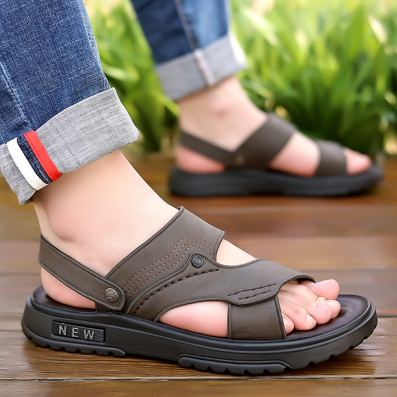 Giày Sandal Nam Mặc Ngoài Lái Xe Sandal Nam Công Dụng Kép Miếng Lót Cao Su Đế Mềm Giày Đi Biển Kích Thước Lớn