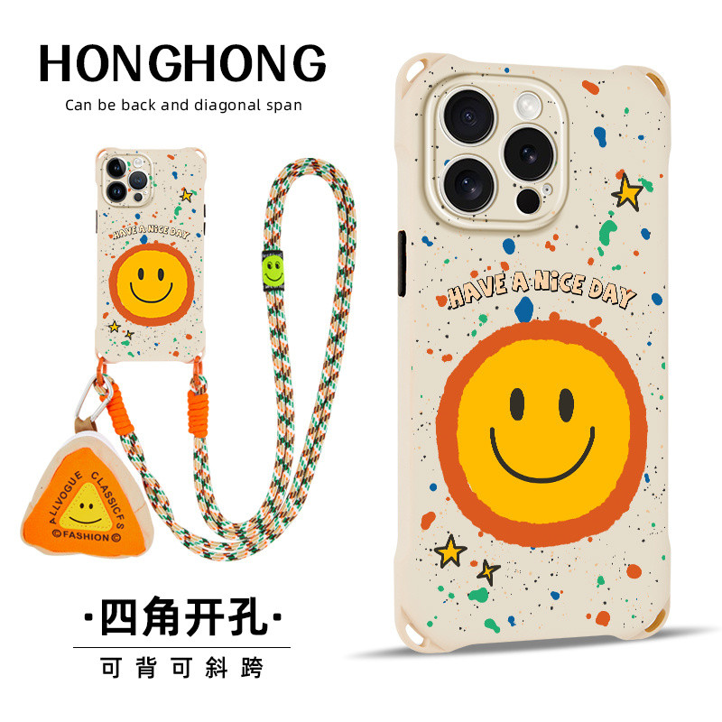 【✨Sopt 】[Mặt cười mặt ốp điện thoại+ Xích+ Cái túi]  ốp lưng iphone 16pro/15Promax/14plus, Chống sốc