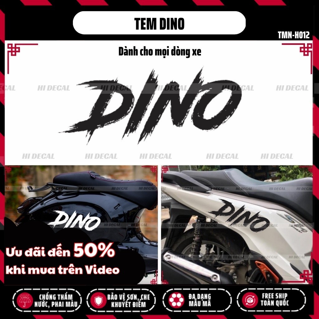 Tem Dán Xe Sticker DINO Phản Quang | TMN-H006 | Decal Sticker Cao Cấp Chống Nước, Chống Phai Màu