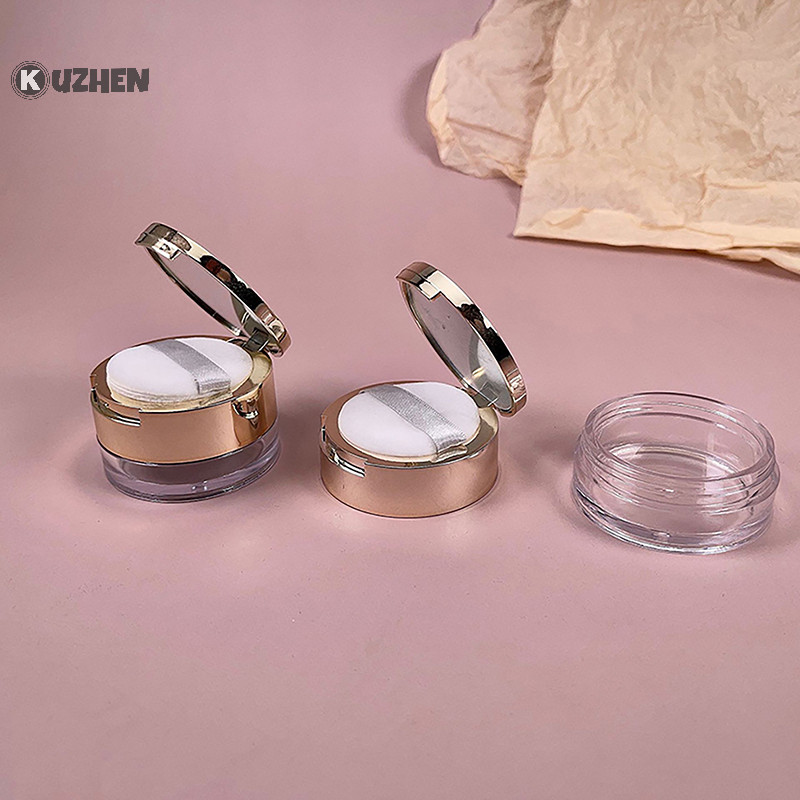 Kuzhen 6g Di Động Vàng Mỹ Phẩm Hộp Nhựa Trong Suốt Có Thể Tháo Rời Nồi Có Sàng Du Lịch Trang Điểm Lọ Sifter Hộp Đựng Với Puff HOT