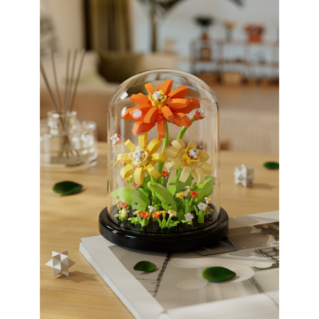 Tương thích với các khối xây dựng Lego Hoa hướng dương Bảo quản Bó hoa hồng hoa hướng dương Đồ trang trí lắp ráp DIY ba chiều 520 Quà tặng ngày lễ tình nhân Hàng có sẵn
