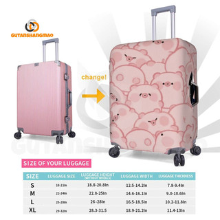 Vỏ hành lý hình con lợn dễ thương Có thể giặt được Bảo vệ vali chống trầy xước Vỏ vali Phù hợp với hành lý 18-32 Inch