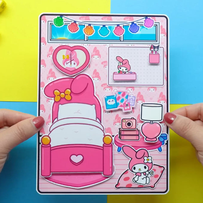 Học Liệu ngôi nhà búp bê bằng giấy toca boca melody quiet book đồ chơi giấy thủ công cho bé gái h31