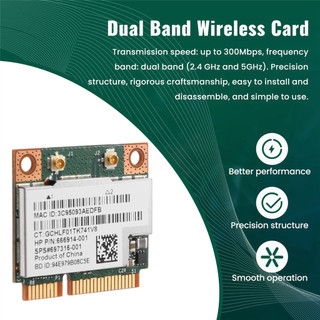 Băng tần kép 2.4 + 5G 300M 802.11A / B / G Wifi Bluetooth 4.0 Thẻ Pci-E nửa Mini không dây cho Bcm943228Hmb 718451-001