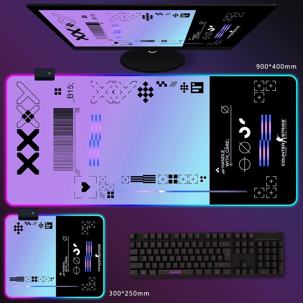 Csgo Glow RGB Mouse Pad Bộ in trò chơi Phantom đen Esports Bàn phím cực ...