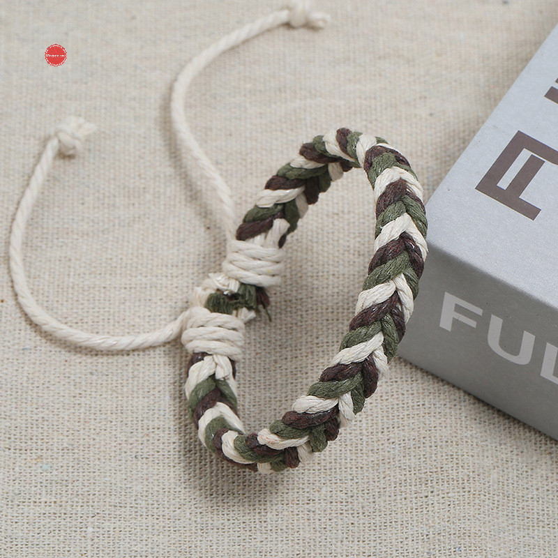 Cuộc diễu hành Phong cách dân tộc Nhiều màu sắc Dây dệt Vòng tay có thể điều chỉnh Handmade Dây gai dầu Vòng tay Vòng tay cho cặp đôi Món quà trang sức đơn giản VN