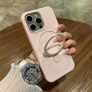 Ốp điện thoại cứng chống rơi silicon lỏng sang trọng màu hồng 15 Pro max cho iPhone15 14 13 12 Pro max có giá đỡ kim loại để bảo vệ mặt sau cứng iPhone
