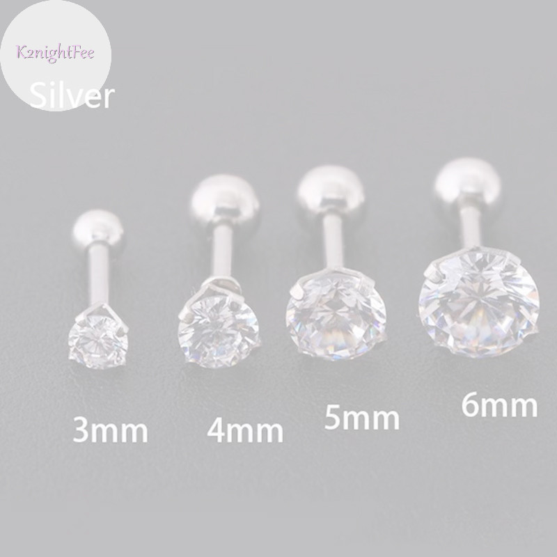 K2nightfee 1 Cái 4 Prong Bông Tai Đính Kim Cương Giả Dành Cho Nữ / Nam Tragus Sụn Tiêu Chuẩn Lobe Trang Sức Quà Tặng VN