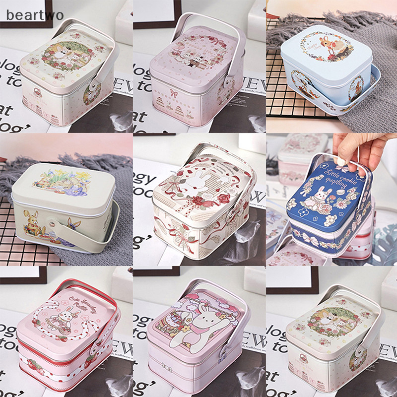 < Beartwo > 1 Túi Đựng Vali Nhỏ Vintage Hộp Kẹo Kim Loại Hộp Quà Tặng Bánh Quy Hộp Quà Tặng Đẹp
