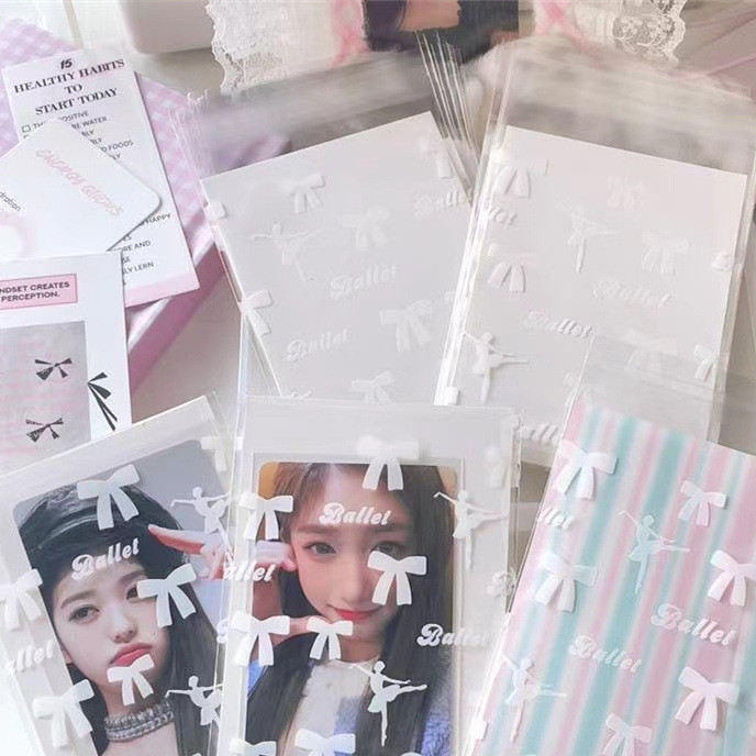 Linxx 50 Chiếc Ba Lê Nơ Niêm Phong Túi Trong Suốt Thẻ Tay Photocard Lomo Thẻ Đóng Gói Túi Bảo Vệ Thẻ