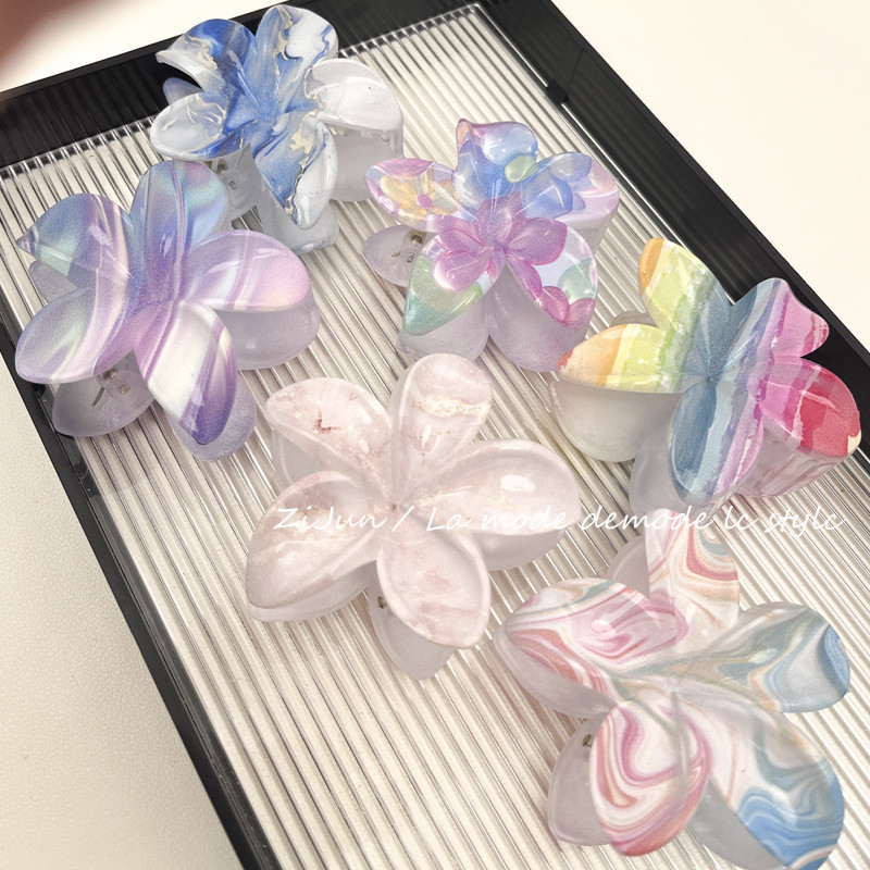 [Yunyuan] Mới Halo Nhuộm Hoa Anh Đào Sứ Kẹp Tóc Frangipani Phụ Kiện Tóc Làm Đẹp Đầu Lưng Cá Mập Kẹp Năm Cánh Hoa Trang Trí