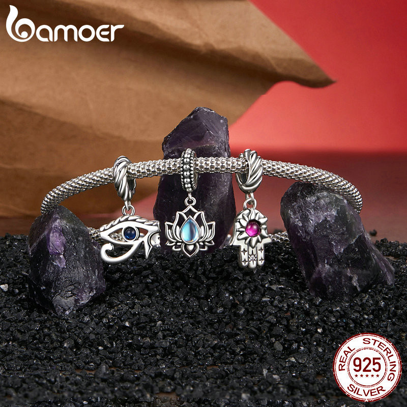 Phụ kiện chìa khóa may mắn Bamoer 925 Sterling Sliver Charm cho vòng tay