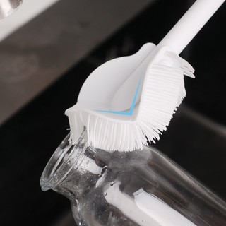 Bàn chải làm sạch tay cầm dài màu trắng cho chai cốc - Bàn chải làm sạch góc chết có thể gập lại đa năng