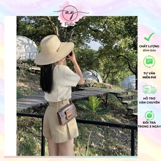 SET 3 MÓN MÙA HÈ: ÁO LƯỚI + ÁO LÓT TRONG + QUẦN SHORT NÂU AG.FASHION