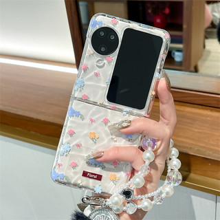 Ốp điện thoại gấp cho Oppo Find N2 N3 Flip Trong suốt gợn nước nhỏ vòng tay hoa vỏ điện thoại tpu cứng