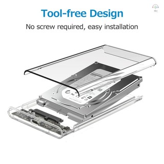 Hilivn) Hộp đựng đĩa cứng 2,5 inch Type-C Vỏ ổ cứng trong suốt Hộp số tốc độ cao Lắp đặt dễ dàng cho ổ cứng SATA 2,5 inch / SSD