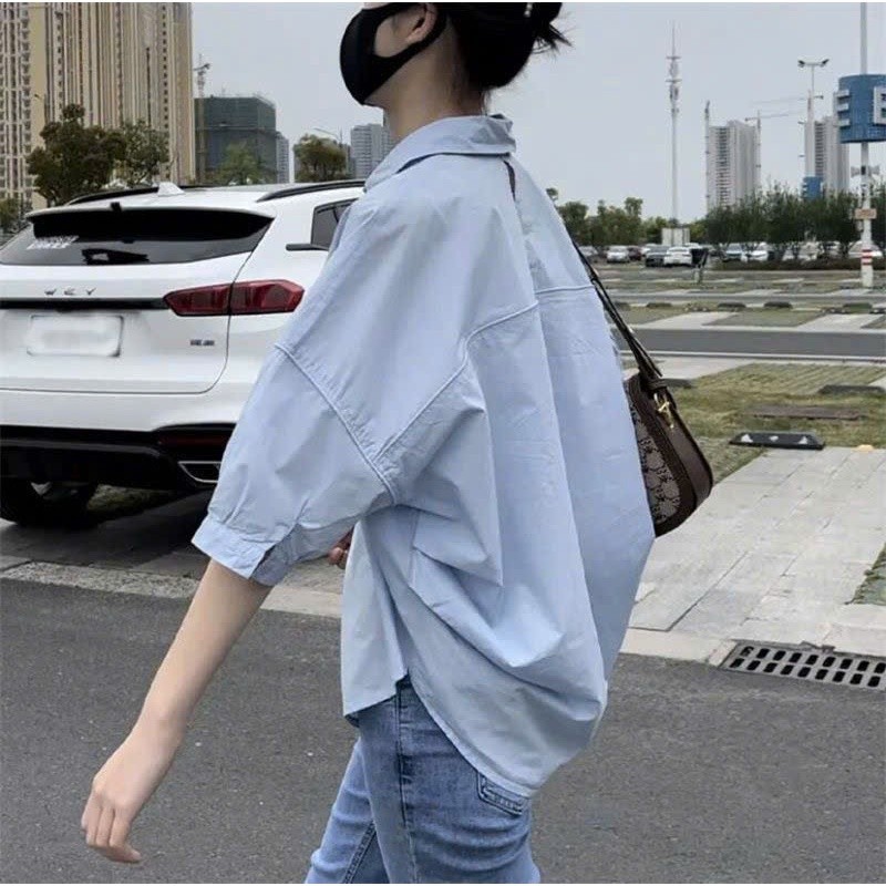 Áo sơ mi nữ dáng rộng phong cách Hàn Quốc tối giản basic form chuẩn XIMIMI SP282