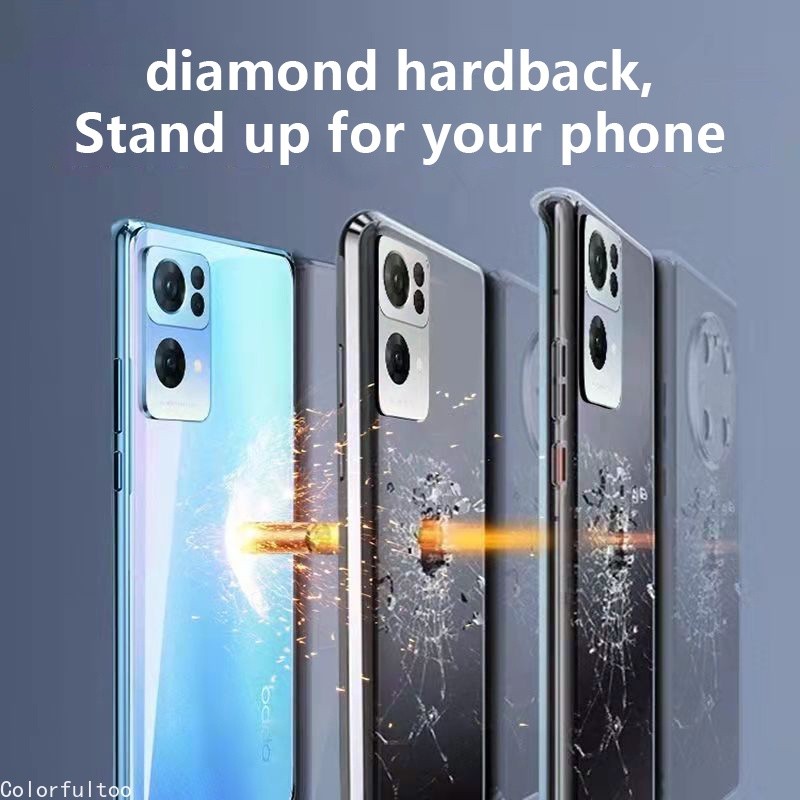 Ốp Từ Tính Cho Oppo Reno 12 11 Pro 11Pro 11F 12Pro 12F Reno11 Reno12Pro 5G Vỏ Điện Thoại Kính Cường Lực Hai Mặt Bảo Vệ Toàn Diện Vỏ Cứng Kim Loại Vỏ Chống Sốc