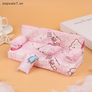 [ToyFeb] Bộ ghế sofa vải hoa nhỏ nội thất kèm 2 phụ kiện búp bê {vn}