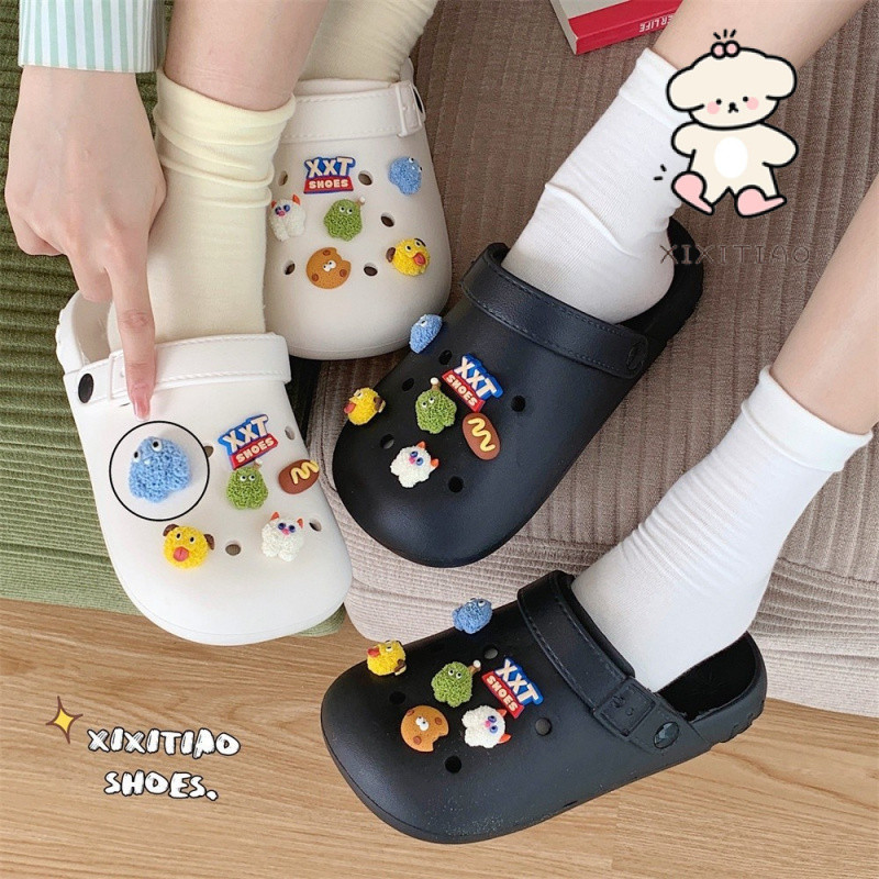 Xixitiao Sandal Sáng Tạo EVA Ngộ nghĩnh Hoạt Hình Dễ Thương Quái Vật Phong Cách Mới Kỳ Nghỉ Baotou Lỗ Giày Mùa Hè Đế Mềm Thoải Mái Mặc Ngoài