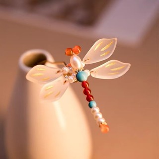 Mauropoli [Sẵn Sàng] Chuồn Chuồn Nước Mùa Xuân ~ Kẹp Tóc Thủy Tinh Đính Hạt Nữ Xuân Hè Phong Cách Mới Phong Cách Quốc Gia Kẹp Tóc Hình Chữ u Warring States Áo choàng Du Lịch Kẹp Tóc