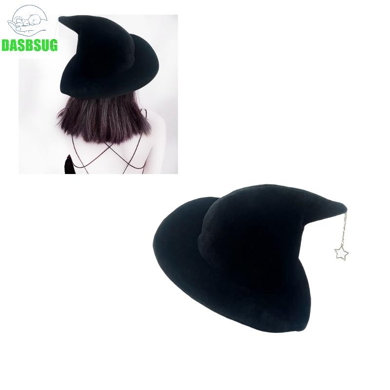 Dasbsug Halloween Mũ Phù Thủy Phù Thủy Nam Nữ Trang Phục Nhung Cosplay- Mặt Dây Chuyền Ngôi Sao