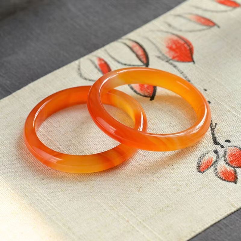 Cao Cấp Ánh Sáng Sang Trọng Vòng Tay Ngọc Mã Não Vòng Tay Với Sườn Xám Hanfu Cung Điện Phong Cách Hồng Kông Vòng Tay Nữ Retro Vòng Tay Màu Đỏ Trắng