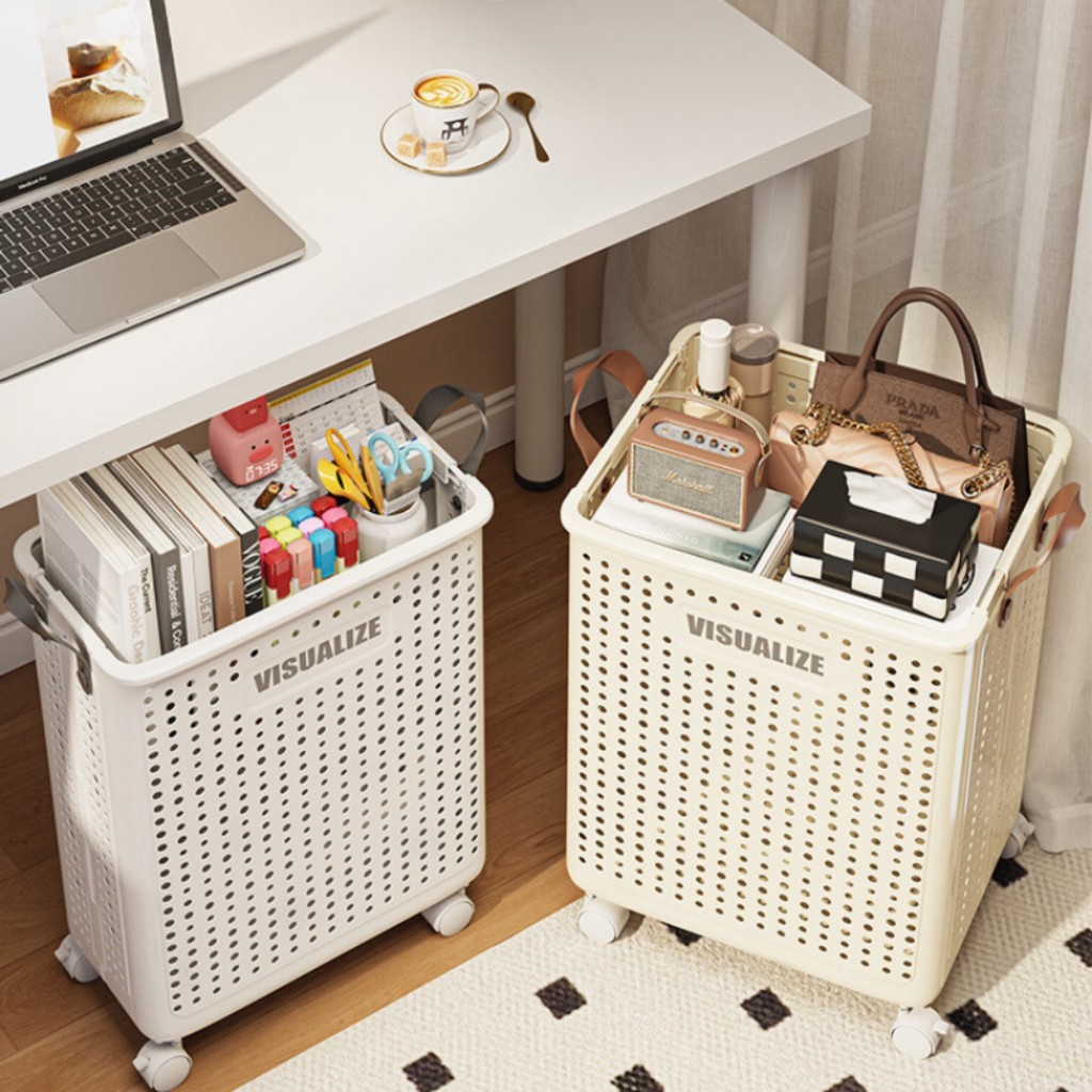 Giỏ Nhựa Đựng Đồ Enoda Home, Giỏ Đựng Đồ Gia Đình Có Bánh Xe, Có Thể Gấp Gọn Màu Sắc Tươi Sáng Q046