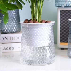 RO > Chậu trồng cây tự tưới cây hai lớp Bình hoa bằng nhựa trong suốt Chậu hoa lười tự động Trang trí chậu hoa thủy canh Mới