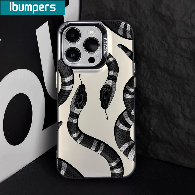 ibumpers Ốp Lưng IPhone Cool Thời Trang Họa Tiết Rắn Ốp Điện Thoại IMD Cứng Trơn Chống Bẩn Chống Sốc Cho IPhone 16 15 14 12 13 11 Pro Max