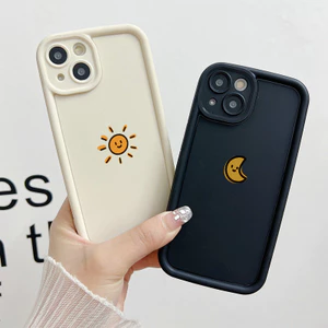 Ốp lưng cho Redmi Note 14 13 12 11 10 9 8 7 14C 13C 12C 11A 10C 9A 9C A5 A3 A2 A1 C75 C65 C55 C50 C31 M6 13T 14T Pro Vỏ điện thoại mềm Motif Dễ thương Mặt trăng và mặt trời