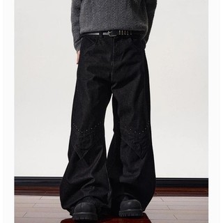 Gksss Quần Jean Nam American High Street Loose Casual Đinh Tán Chữ A Phong Cách Trung Tính Quần Jean Scimitar